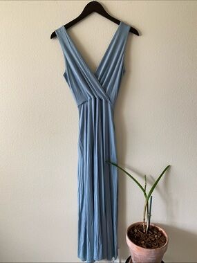 Final Touch Dusty Blue V-Neck Sleeveless Maxi Dress